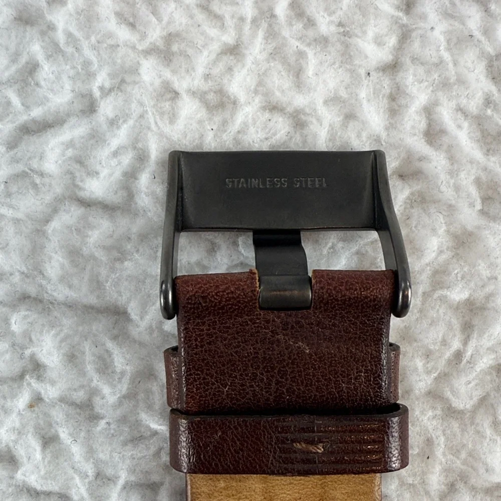 Diesel Oversized Grayed Out Black Dial with‎ Brown Leather Strap Watch Men’s